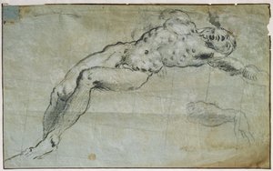 Studio per il corpo di San Giorgio (carboncino su carta) da Jacopo Robusti Tintoretto